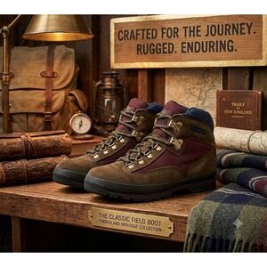 Vintage 🔥90's 🤑Timberland 🚨Euro Hiker Suede Boots Brown Maroon‎ Blue Snow 8